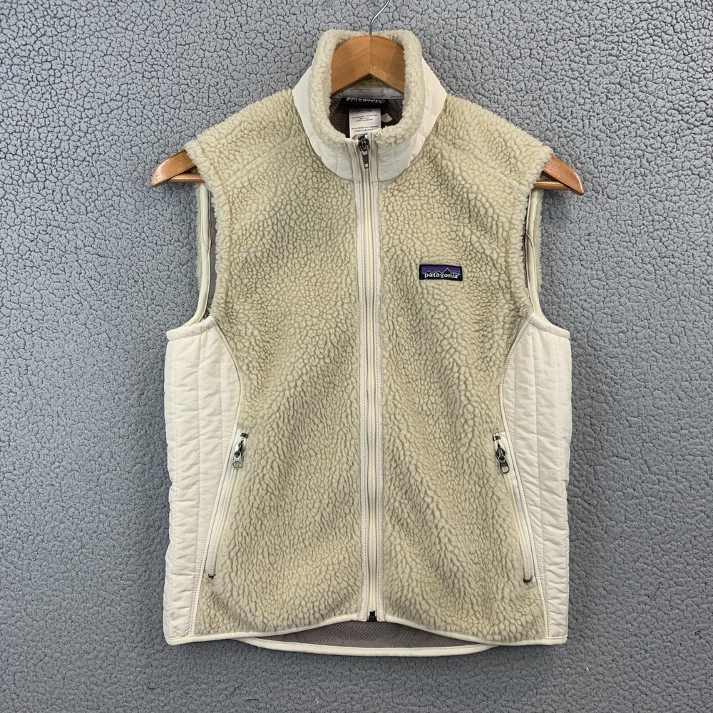 Patagonia Retro-X Vest Women's Medium Cream Sherpa Deep Pile Full Zip Fleece